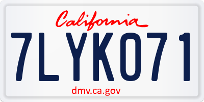 CA license plate 7LYK071