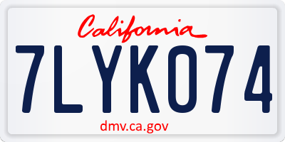 CA license plate 7LYK074