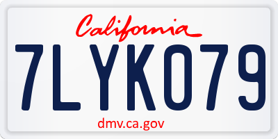 CA license plate 7LYK079
