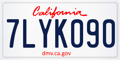 CA license plate 7LYK090
