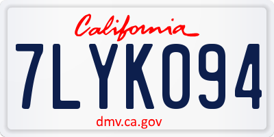 CA license plate 7LYK094