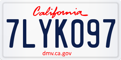 CA license plate 7LYK097