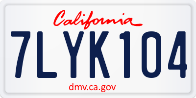 CA license plate 7LYK104