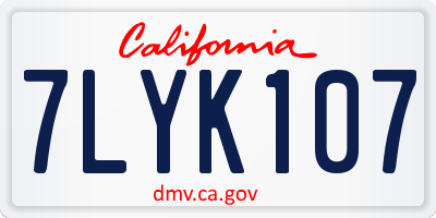 CA license plate 7LYK107