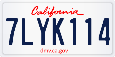 CA license plate 7LYK114