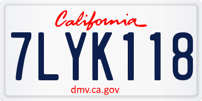 CA license plate 7LYK118
