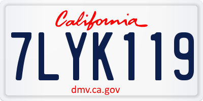 CA license plate 7LYK119