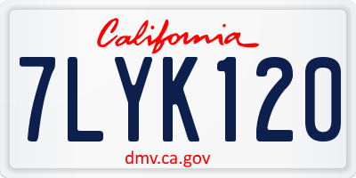 CA license plate 7LYK120