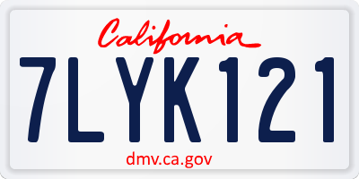 CA license plate 7LYK121