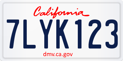 CA license plate 7LYK123