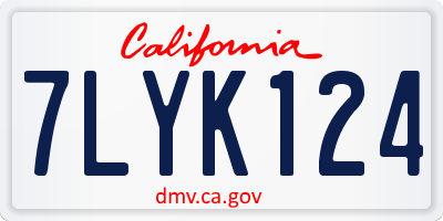 CA license plate 7LYK124