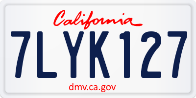 CA license plate 7LYK127