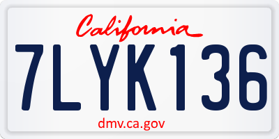 CA license plate 7LYK136