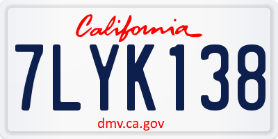 CA license plate 7LYK138