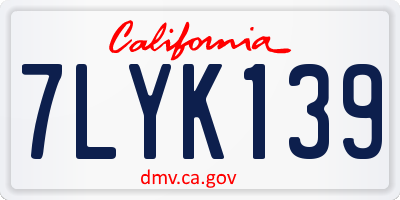 CA license plate 7LYK139