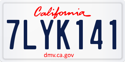 CA license plate 7LYK141