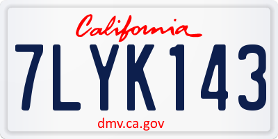 CA license plate 7LYK143