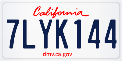 CA license plate 7LYK144