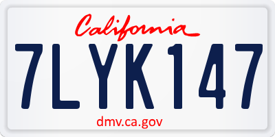 CA license plate 7LYK147