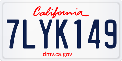 CA license plate 7LYK149