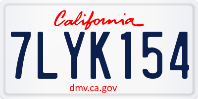 CA license plate 7LYK154