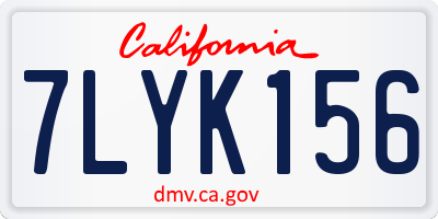 CA license plate 7LYK156
