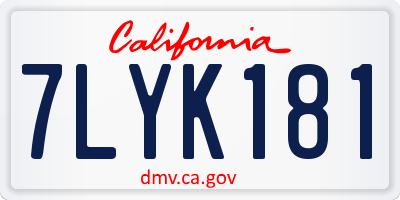 CA license plate 7LYK181