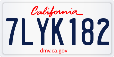 CA license plate 7LYK182