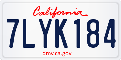 CA license plate 7LYK184