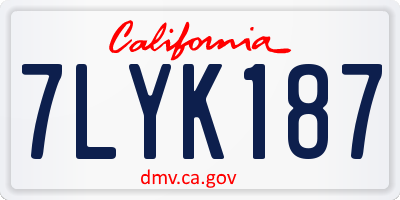 CA license plate 7LYK187