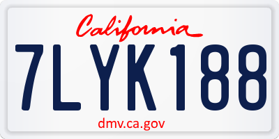 CA license plate 7LYK188