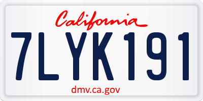 CA license plate 7LYK191