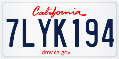 CA license plate 7LYK194