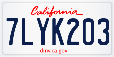 CA license plate 7LYK203