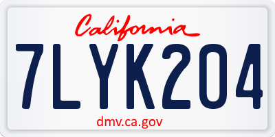 CA license plate 7LYK204