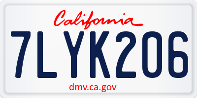 CA license plate 7LYK206