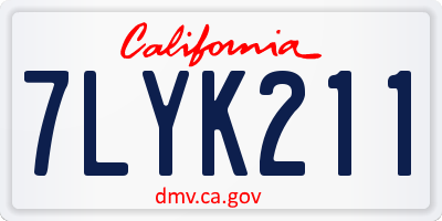 CA license plate 7LYK211