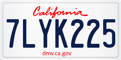 CA license plate 7LYK225