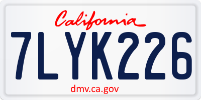 CA license plate 7LYK226