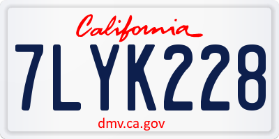 CA license plate 7LYK228