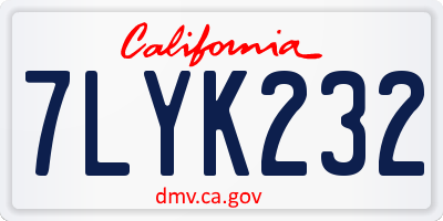 CA license plate 7LYK232