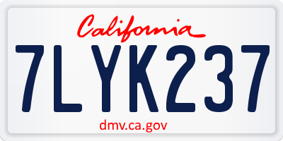 CA license plate 7LYK237