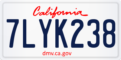 CA license plate 7LYK238