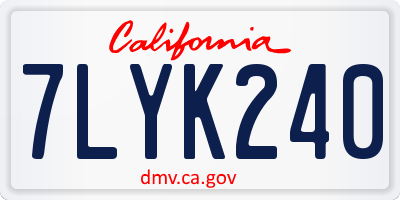CA license plate 7LYK240
