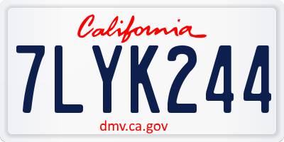 CA license plate 7LYK244