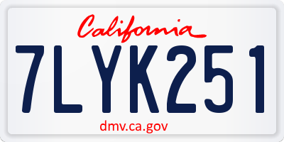CA license plate 7LYK251
