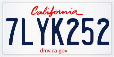 CA license plate 7LYK252