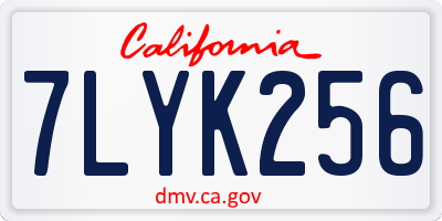 CA license plate 7LYK256