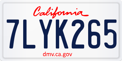 CA license plate 7LYK265