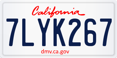 CA license plate 7LYK267